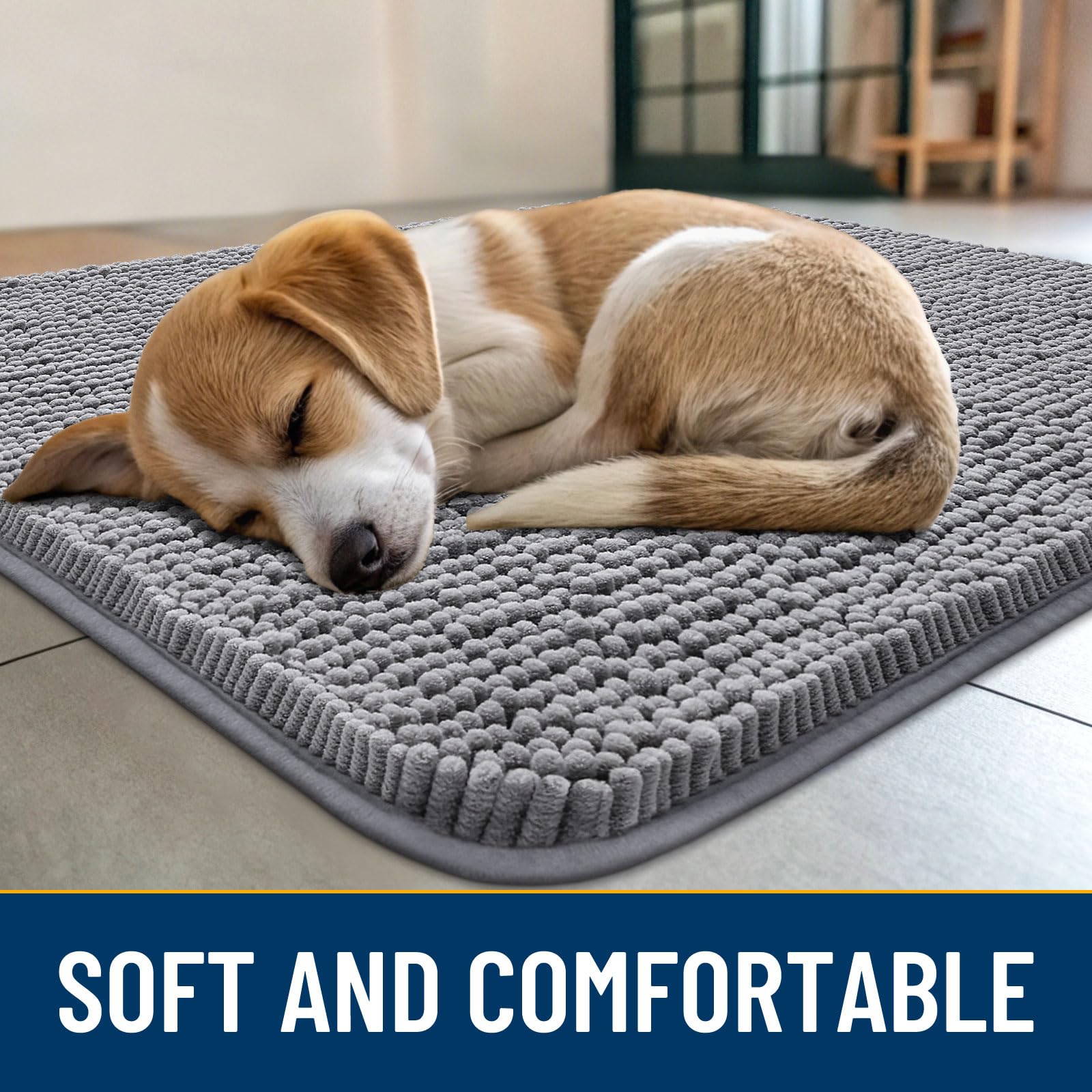 Dog Door Mat for Muddy Paws - Washable Quick-Dry Pet Mat