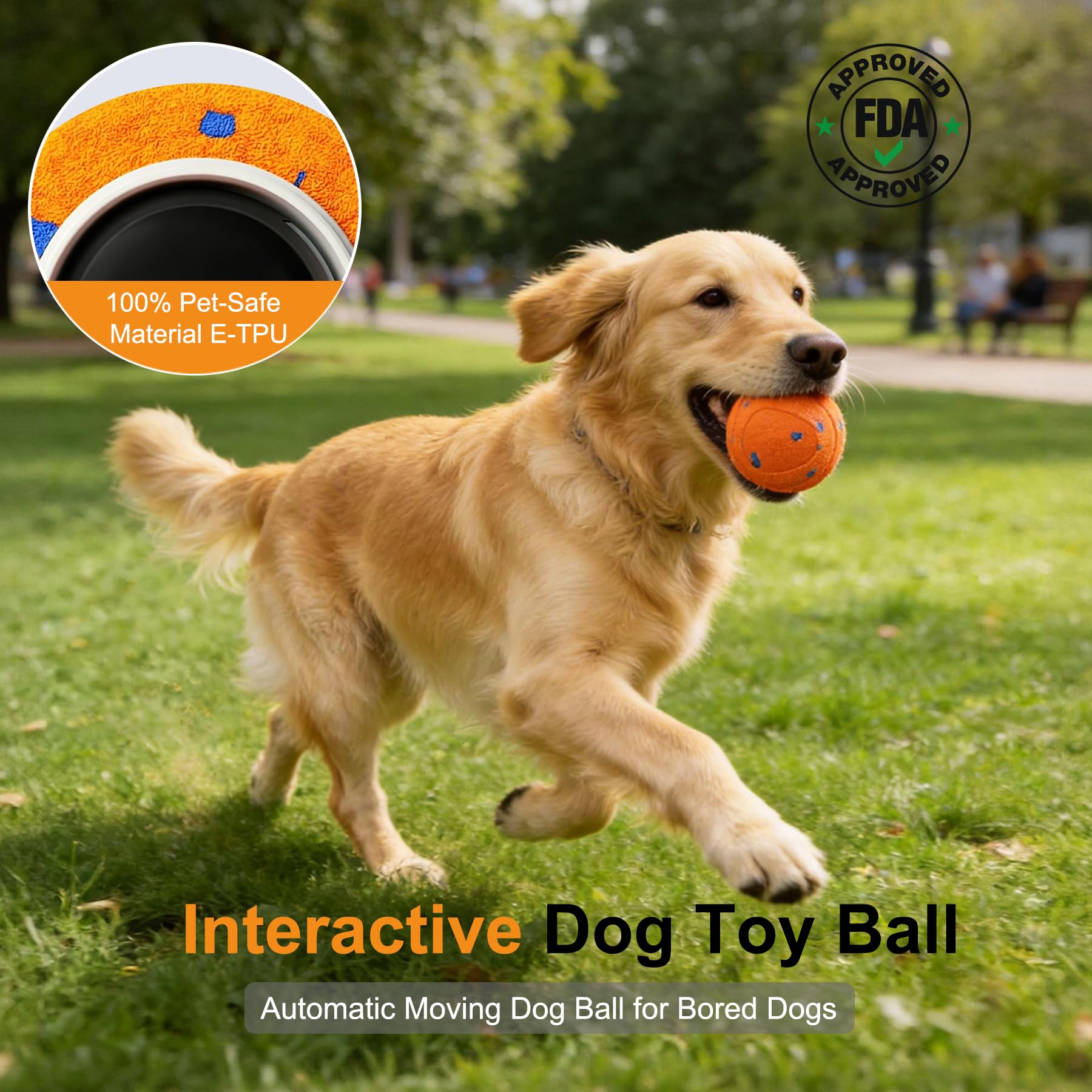 Interactive Automatic Bouncing Dog Ball, Motion Activated Self Moving Toy For Boredom & Separation Anxiety, Durable Chew