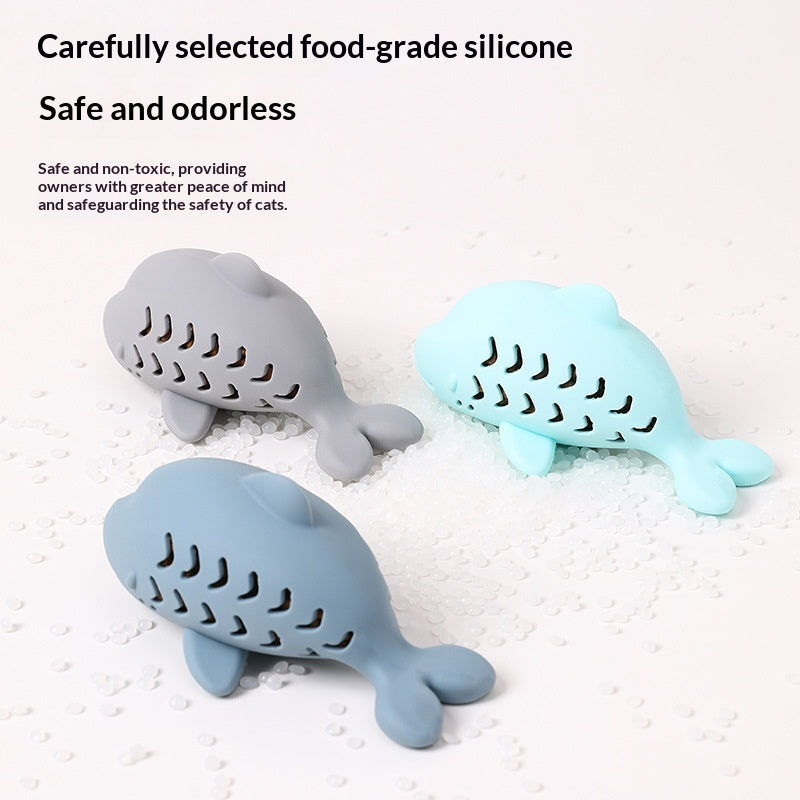 Cat Treat-Dispensing Fish Chew Toy