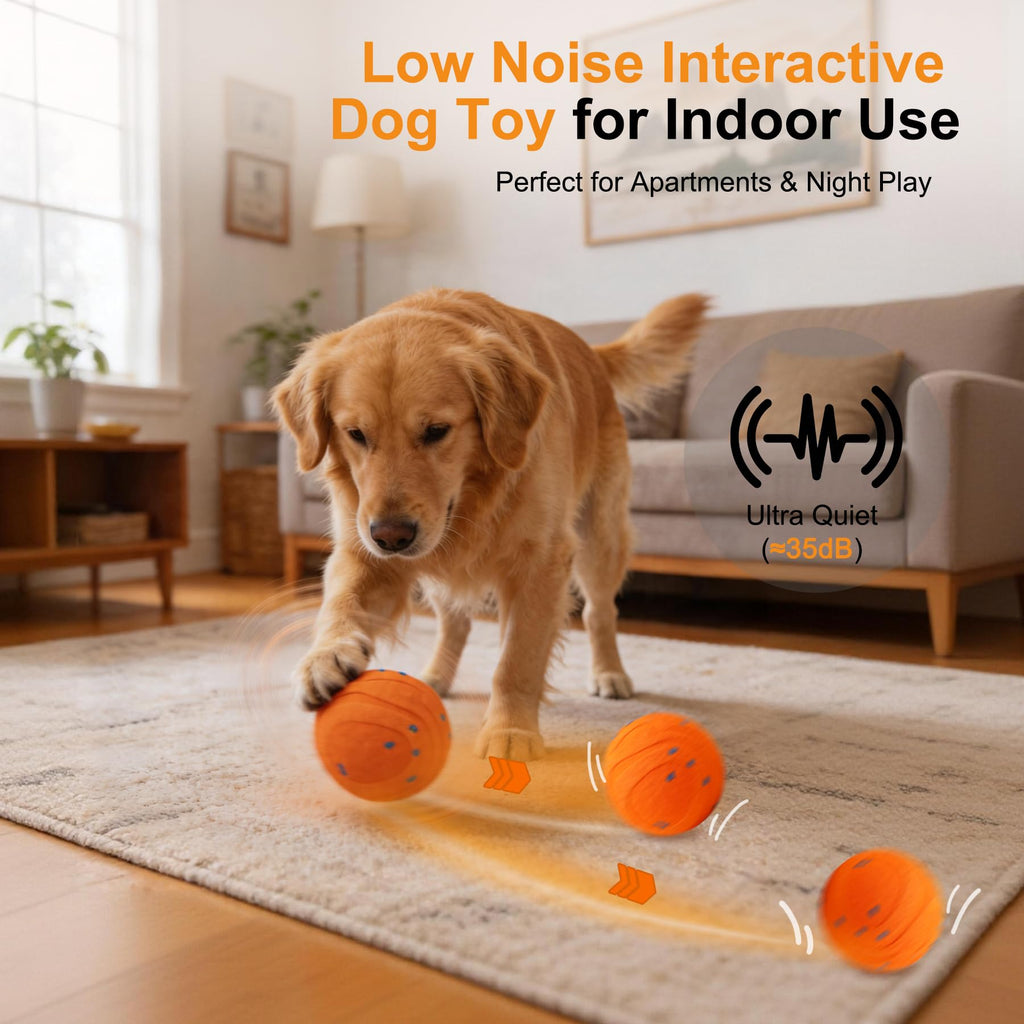 Interactive Automatic Bouncing Dog Ball, Motion Activated Self Moving Toy For Boredom & Separation Anxiety, Durable Chew