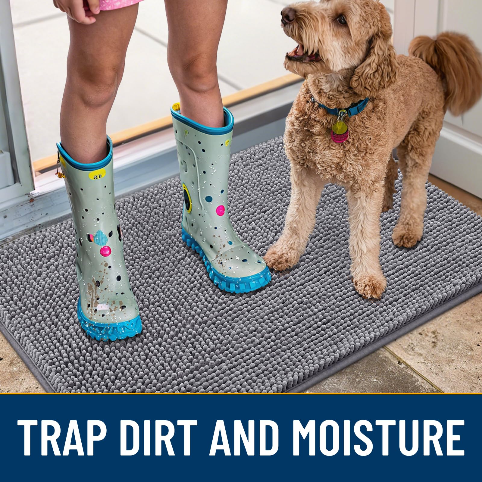 Dog Door Mat for Muddy Paws - Washable Quick-Dry Pet Mat