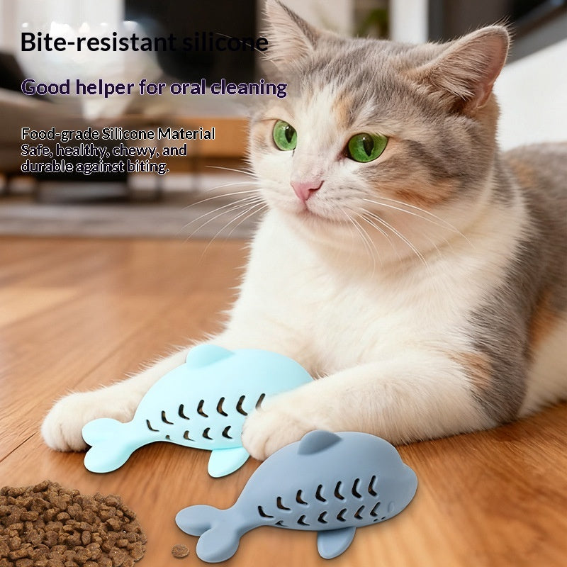 Cat Treat-Dispensing Fish Chew Toy