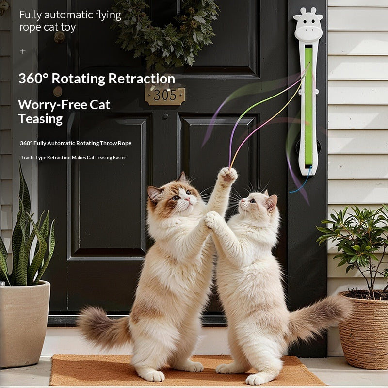 Fully Automatic Cat Teaser Wand Machine Door-mounted Self-moving Flying Rope Pet Toy
