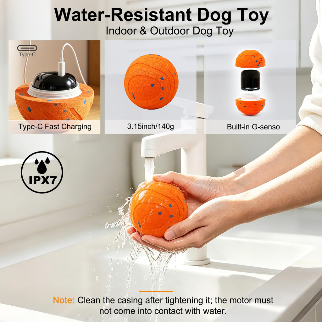 Interactive Automatic Bouncing Dog Ball, Motion Activated Self Moving Toy For Boredom & Separation Anxiety, Durable Chew