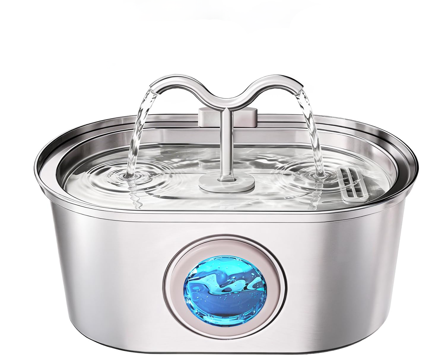 Stainless Steel Cat Water Fountain, 108oz-3.2L Pet Water Fountain For Cats Indoor, With Dual Spouts For Multiple Cats, U