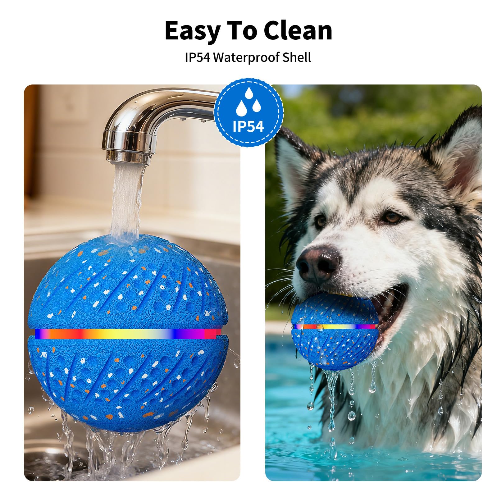Interactive Dog Toys Ball, Smart Moving Bouncing Dog Ball With Colorful Lights, Automatic Moving, Bouncing And Rotating,