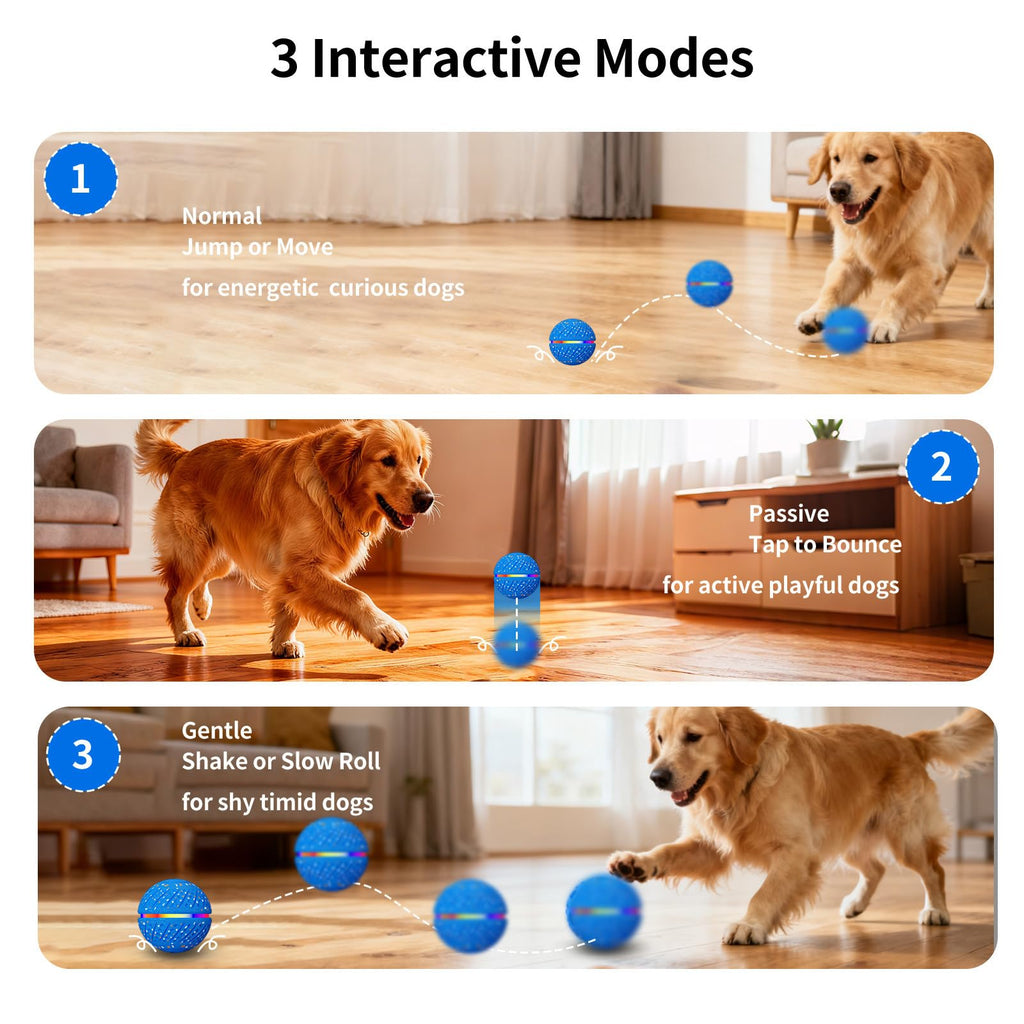 Interactive Dog Toys Ball, Smart Moving Bouncing Dog Ball With Colorful Lights, Automatic Moving, Bouncing And Rotating,
