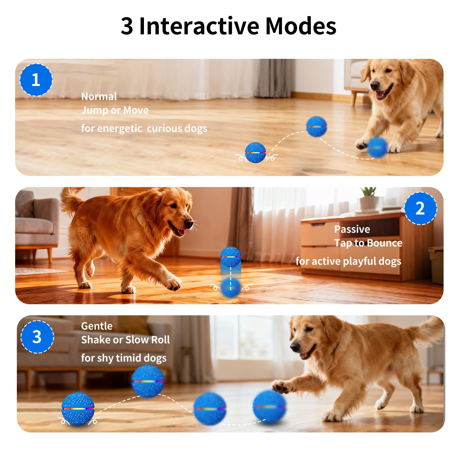 Interactive Dog Toys Ball, Smart Moving Bouncing Dog Ball With Colorful Lights, Automatic Moving, Bouncing And Rotating,