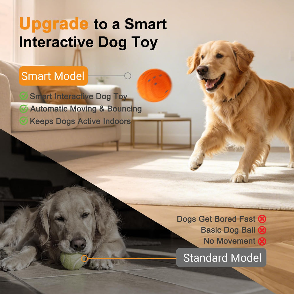Interactive Automatic Bouncing Dog Ball, Motion Activated Self Moving Toy For Boredom & Separation Anxiety, Durable Chew