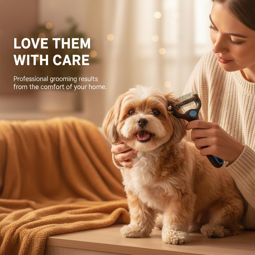 Pet Dematting Comb for Dogs & Cats - Undercoat Grooming Brush