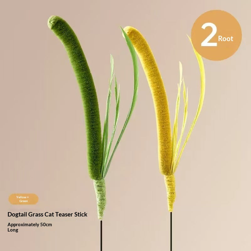 Dogtail Grass Teaser Wand Long-handled Cat Toy Pet Supplies