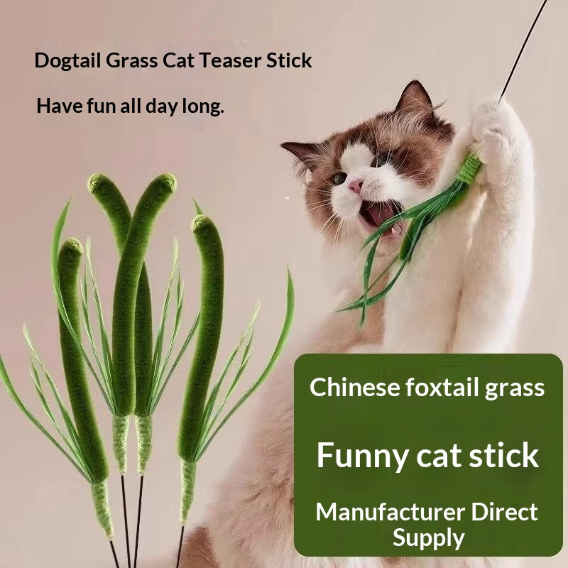 Dogtail Grass Teaser Wand Long-handled Cat Toy Pet Supplies
