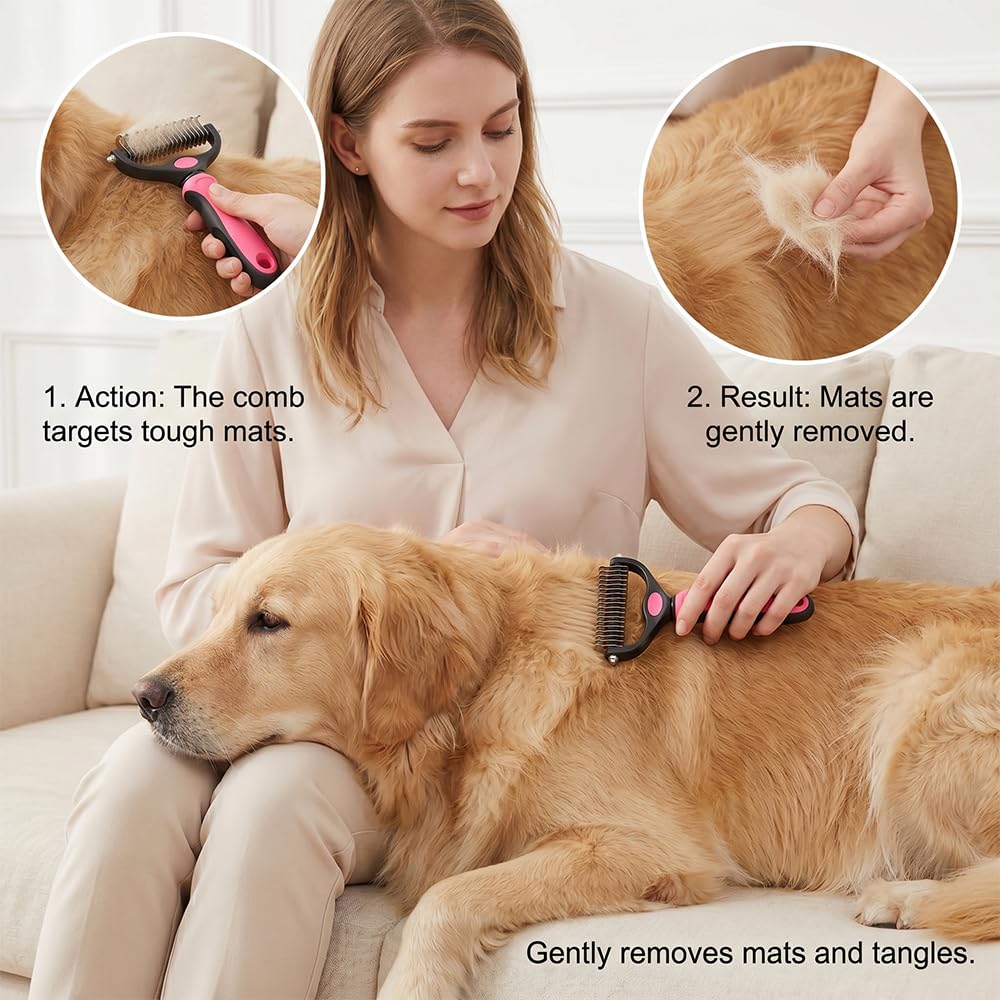 Pet Dematting Comb for Dogs & Cats - Undercoat Grooming Brush