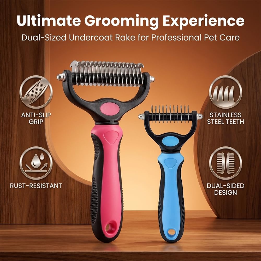 Pet Dematting Comb for Dogs & Cats - Undercoat Grooming Brush